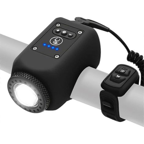Ensemble lampe et klaxon 2 en 1 pour vélo de nuit, accessoire lampe torche pour le cyclisme nocturne, 4 modes d'éclairage (1/5)