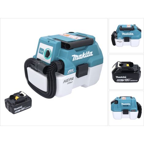 Aspiratore a batteria Makita DVC 750 LG1 LXT 18 V 67 mbar 7,5 l senza spazzole + 1x batteria ricaricabile 6,0 Ah - senza caricabatterie