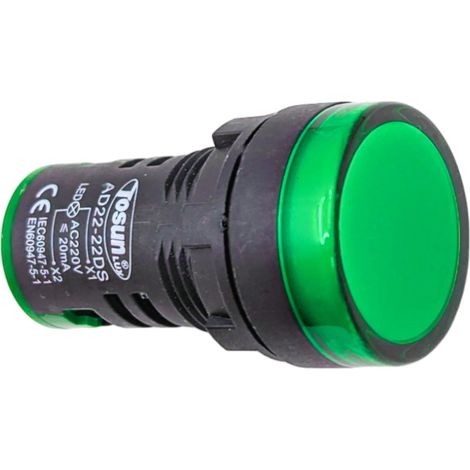 Indicador LED Verde para montaje en panel 230V