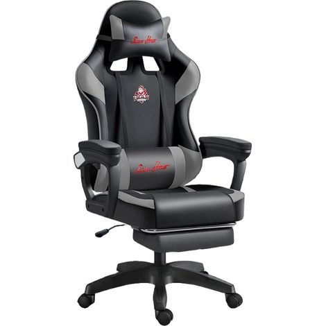 Silla gaming, diseño ergonómico, inclinación ajustable, GRIS (1/2)
