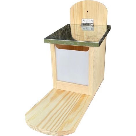 Wooden Wall Mounted Squirrel Feeder with Feeding Platform & Metal Roof (1/5)