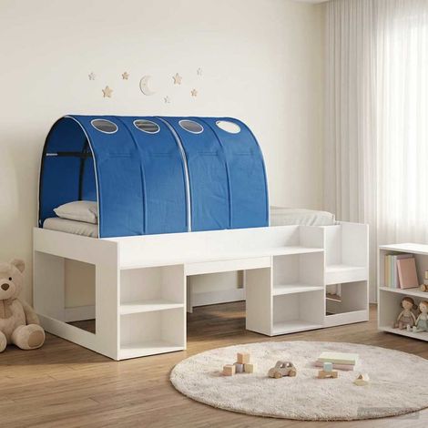 Cama con túnel 3 uds. Blanco y Azul Madera de ingeniería (1/5)