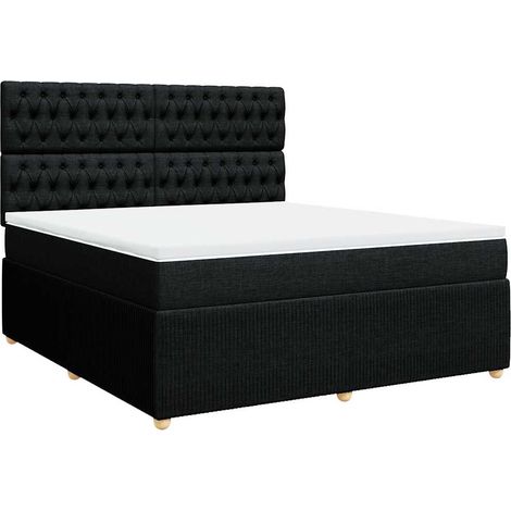 Maison Exclusive - Cama box spring con colchón tela negro 180x200 (1/5)