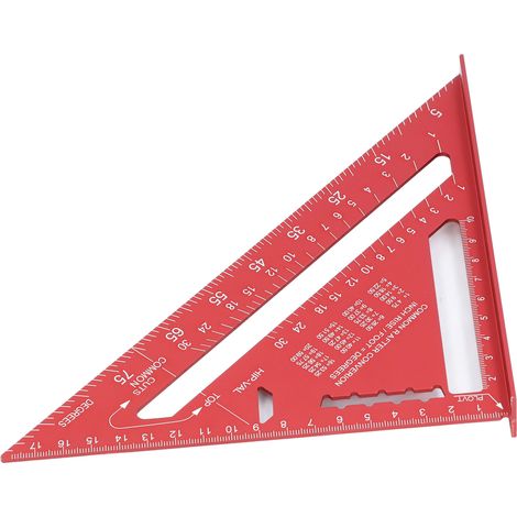 Équerre de charpente 7 pouces alliage d'aluminium double graduation 45 90 degrés règle triangulaire rapporteur outil de menuisier pour bois rouge (1/5)