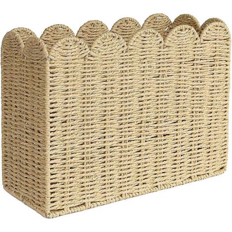 Panier tressé mince : rangement magazines journaux livres linge grande capacité bureau (1/5)