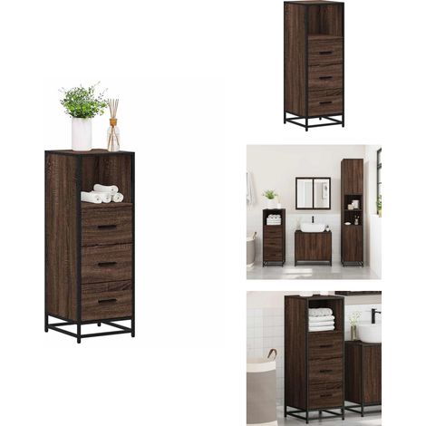 Badschrank Braun Eichen-Optik 35x37,5x100 cm Holzwerkstoff - Badschrank - Badschränke - Badezimmerschrank - Badezimmerschränke (1/5)