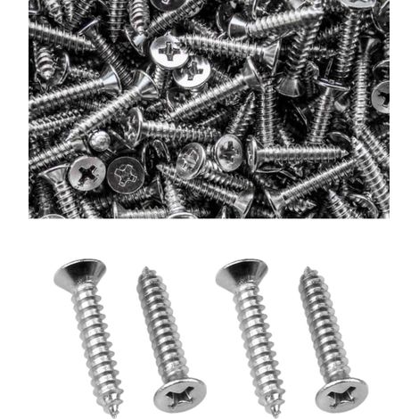 Lot de 200 vis à bois M3 x 10 mm - Petites vis à tête plate - Vis autotaraudeuses - Filetage complet (1/5)