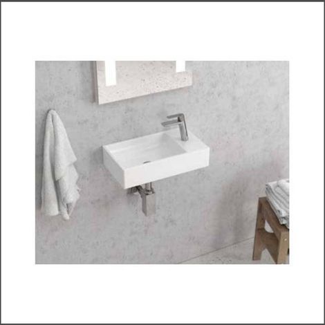Lavabo bagno piccolo 46 cm con design foro miscelatore a destra Litos-S50 kamalu (1/2)