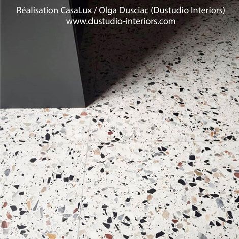 Véritable Carreau Terrazzo fond crème inclusions multicolores GV 0/25 50x30cm 50x30cm boîte de 0.75m2 Satiné - Gioia Materia