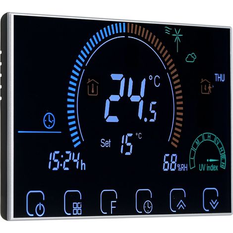 Thermostat de chauffage électrique - écran tactile - programmable hebdomadaire - pour maison - 16A 230V - économies d'énergie (1/5)