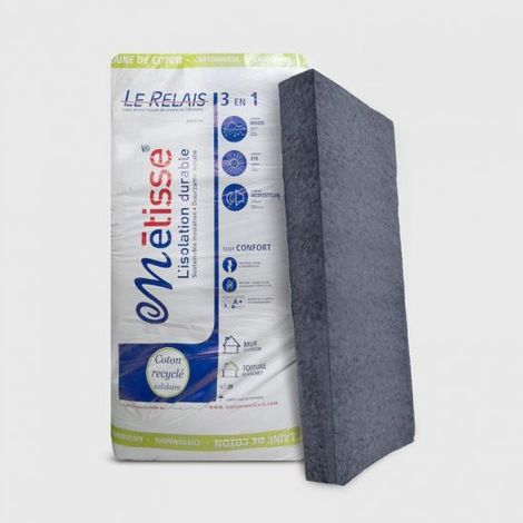 laine de coton en panneau le relais metisse, ép. 160mm - 1200 x 600mm