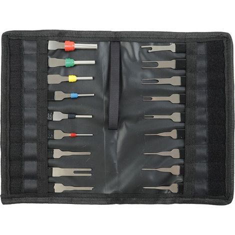 Extracteur de cosses - Kit de 18 Outils de Retrait de cosses - Dureté élevée - Pas de Rouille - Pas de déformation - Kit d'extracteur de connecteur de câblage électrique de Voiture (1/4)