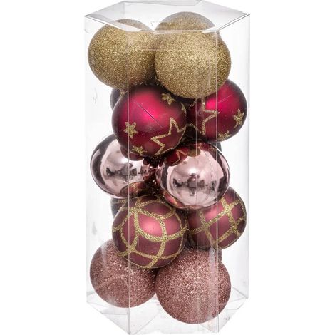 Weihnachtskugeln aus Kunststoff, Ø 5 cm, 15er-Set