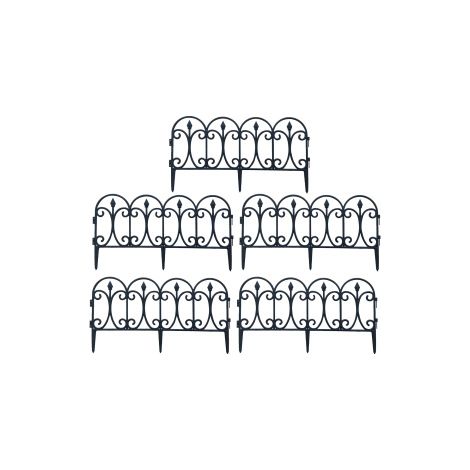 5 bordures de jardin empilables en plastique – Clôture démontable pour massifs – Délimitation design pour allées et fleurs (1/5)