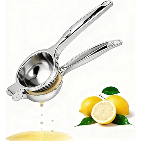 Presse Citron - Presse Manuelle - Presse Agrumes à Main 7cm de Diamètre, Acier Inoxydable, Durable, Maximum de Rendement en Jus, Parfaite pour Cuisine, Bar et Restaurant (Argent) (1/5)
