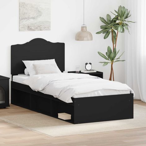 Bettrahmen Schwarz 75 x 190 cm Massives Kiefernholz (1/5)