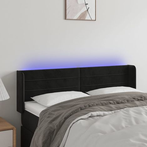 Tête de lit à LED  Panneau de lit pour Lit adulte  Décoration murale Noir 147x16x78/88 cm Velours FOGHJ20848 (1/5)