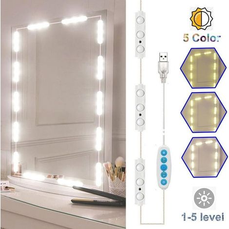 Miroir lumineux LED 45 LEDs avec variateur, éclairage de miroir USB pour table de toilette, lampe maquillage DIY, lumière réglable pour coiffure et cosmétique (1/5)