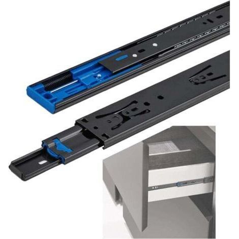 Glissières de Tiroir à Extension Totale 40cm, Paire de Coulisses en Acier Laminé à Froid avec Roulements à Billes Métalliques, Résistance Solide jusqu'à 30kg pour Meubles et Comptoirs, (1/4)
