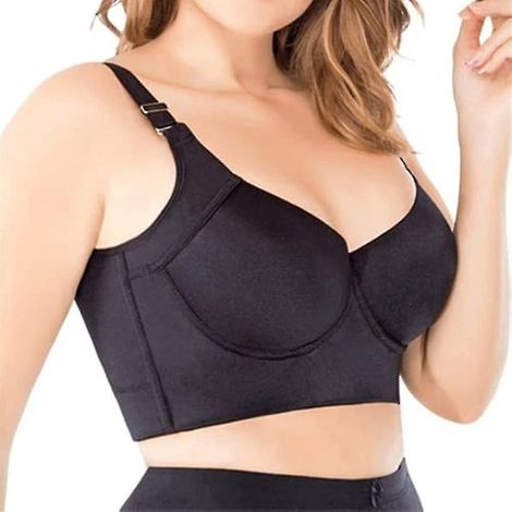 Soutien-gorge push-up dos profond pour femme, bonnets profonds, dissimule les bourrelets, taille 44 (EU44), noir-EU44 (1/4)