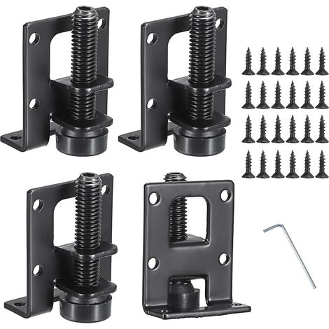 Piedini regolabili - 4 pezzi - Kit di montaggio per mobili - Fissaggi - Accessori - Viti - Pattini regolabili - Piedini regolabili per mobili - Nero - Altezza 5,5 cm (1/5)