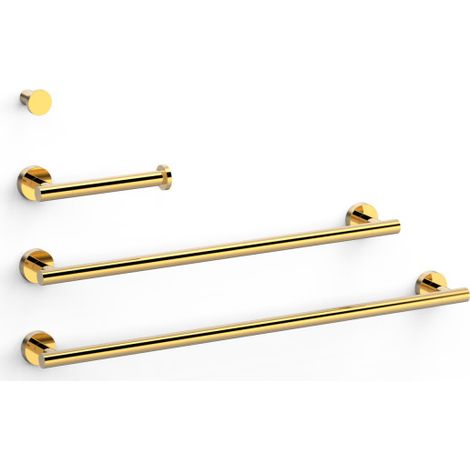 Ensemble de 2 Porte-serviettes et 1 Dérouleur à papier WC Or 24K - TRES 09598102OR