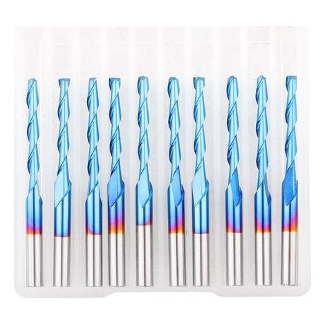 10 pièces fraise à bille en spirale à revêtement bleu à 2 cannelures fraise 2x17mm (1/5)