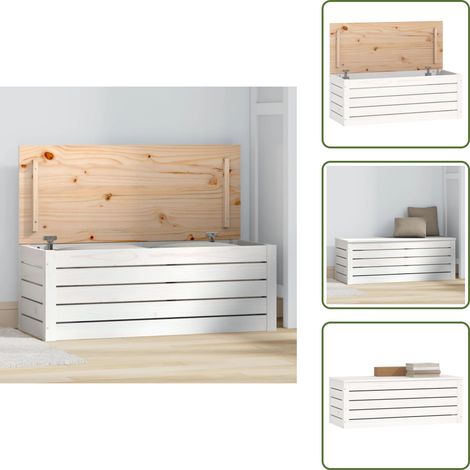 Boîte de rangement Blanc 89x36,5x33 cm Bois massif de pin - Boîte De Rangement - Meuble De Rangement - Rangement Intérieur - Bois Massif - Pin (1/5)