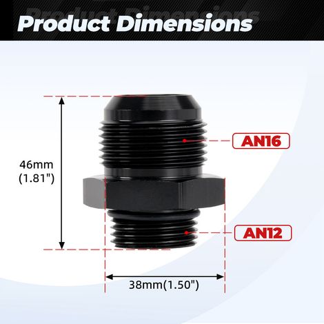 Ölkühlungsanschlussadapter ORB AN3 AN4 AN6 AN8 AN10 AN12 AN16 AN20 - -AN16-AN12 (1/3)