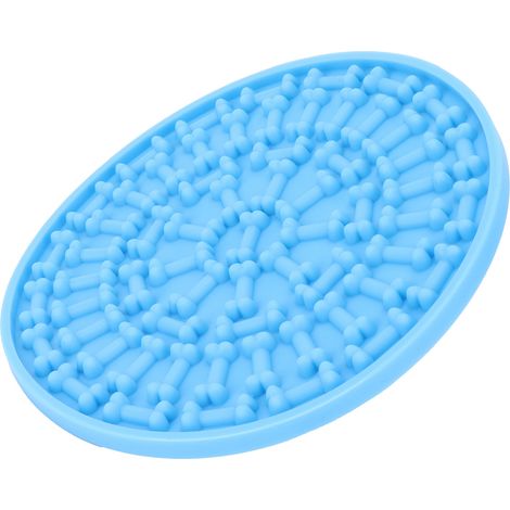 Tapis pour gamelle de chien, gamelle à ventouse, tapis à lécher en silicone, ventouse de distraction pour le bain, gamelle anti-glouton, bleu ciel (1/5)
