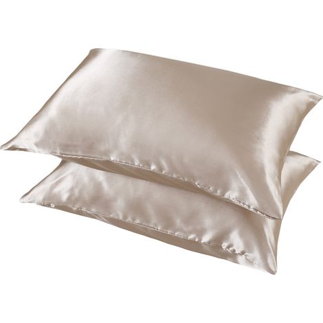 2 Taie d'oreiller, satin, toucher soyeux, finition lisse, protection peau, chambre à coucher (1/5)