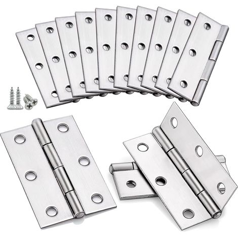10 Stück Scharniere klappbar 44mm × 31mm, Edelstahlscharnier Klavierband Scharniere Kleinscharnier Scharnier Türscharnier für Türen Fenster Schränke mit 40 Schrauben (1/4)