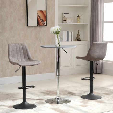2 tabourets de bar de style industriel avec dossier en microfibre, repose-pieds et hauteur réglable, gris (1/5)