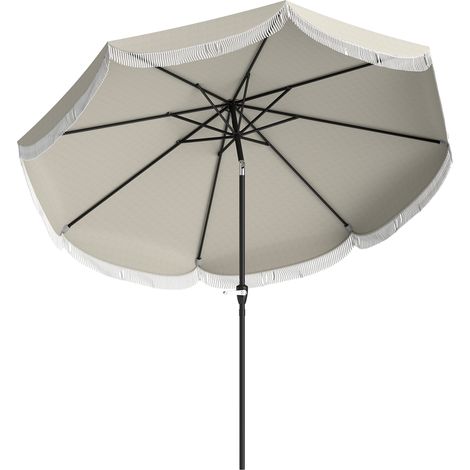 Ombrellone da Giardino Rotondo Ø270x240 cm con Manovella in Metallo e Poliestere Grigio Chiaro (1/5)