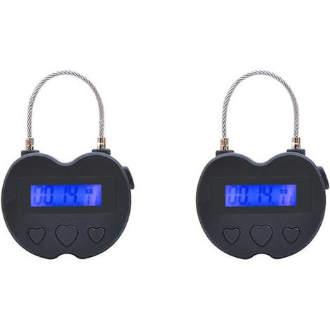 2x Cadenas à minuterie intelligent avec écran LCD – Cadenas électronique rechargeable par USB pour les voyages ou le rangement (1/5)