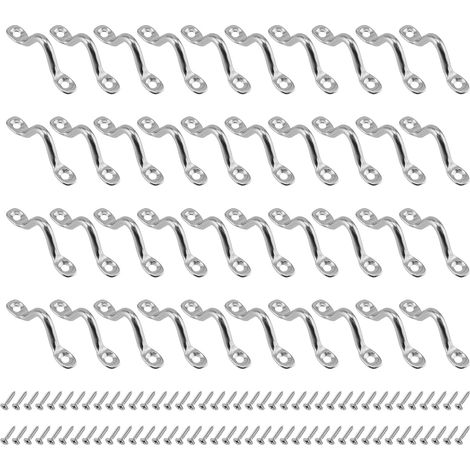 40 Stück Pad Eye Straps FenderöseKajak Edelstahl Augplatten Deck Loops Boat Top Pad Auge mit 80 Schrauben Fenderöse Augenriemen für Kajak Kanu, Kayak Canoe Rigging (45MM)