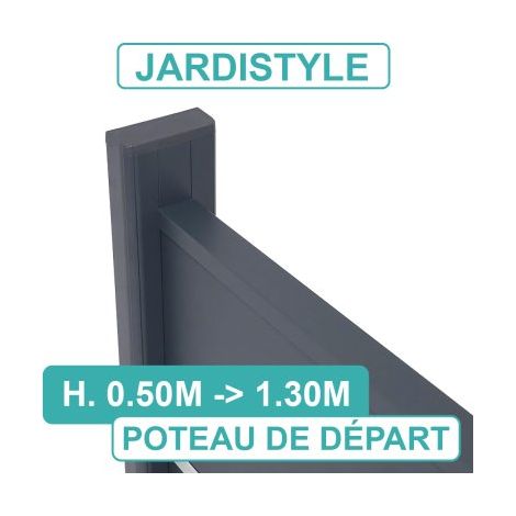 Poteau De départ 1 Entrée - Clôture Aluminium et Composite - 0,50 mètre (1/4)