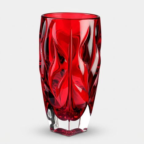 Vaso decorativo in vetro di design trasparente Onde - Rosso (1/2)