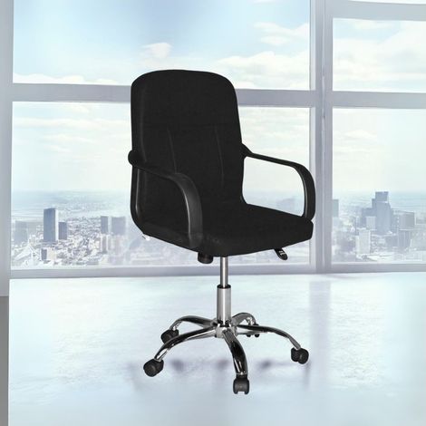 Sillón de oficina de tela negra con ruedas y reposabrazos - PC116P (1/3)