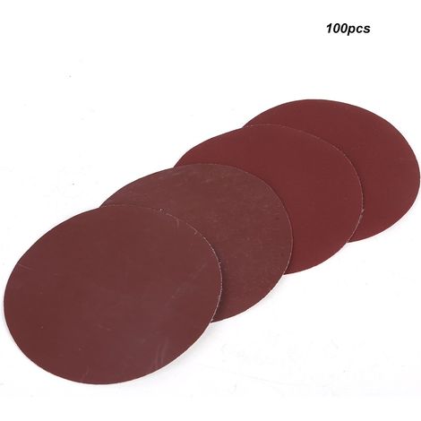 100 disques de papier abrasif ronds de 125 mm (5 pouces) de diamètre, dos velours, grain 320, pour le polissage et le meulage (1/5)