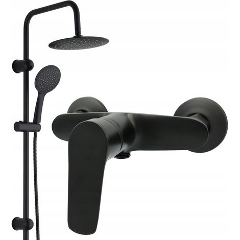 SET DOCCIA NERO CON RUBINETTO DOCCIA, SET DOCCIA A PIOGGIA, OPACO, HIT