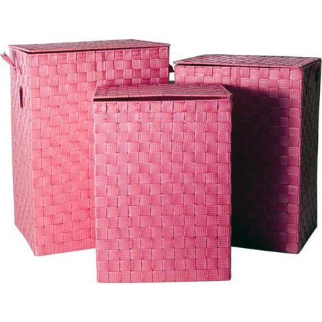 TrAdE Shop Traesio - Set 3 Cesti Portabiancheria Portatutto Casa Tessuto 3 Misure 54/51/46cm
colore - Fucsia (1/2)