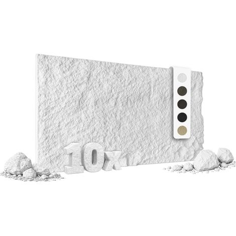 HEXIM 3D Steinoptik PU Wandpaneele 120x60cm Stone Wandverkleidung Bruchstein Felsen Platten Stein: A002-01  White, 10 Paneele