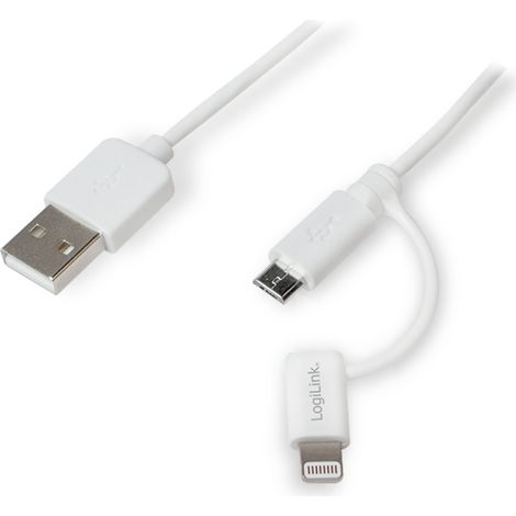 LOGILINK USB-Daten/Ladekabel mit Micro USB und Lightning Anschluss, 1 m, (1/4)