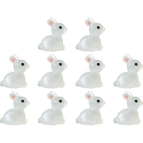 Figurines miniatures en résine, lapins de Pâques lumineux, décoration pour balcon ou terrasse-White