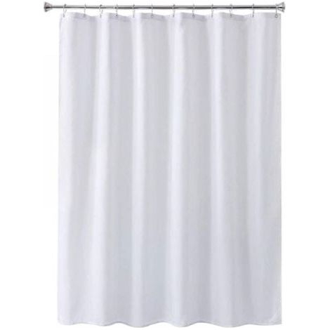 1PC 80X180CM,Blanc,Rideau de Douche Blanc imperméable et Anti-moisissure Rideaux de Salle de Bain avec œillets et Crochets Anti-Rouille (1/4)