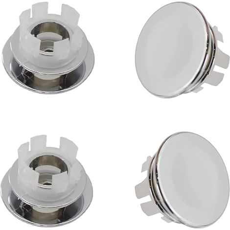 Lot de 4 cache-trous ronds chromés pour lavabo de salle de bain - Pour la maison, l'évier, la salle de bain, la cuisine (argent)