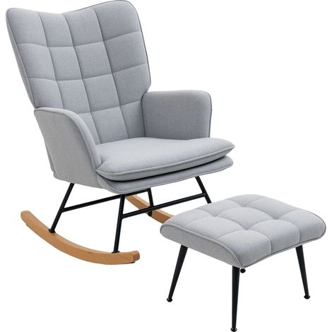Fauteuil à bascule, Confort ergonomique, Design vintage, GRIS CLAIR (1/5)