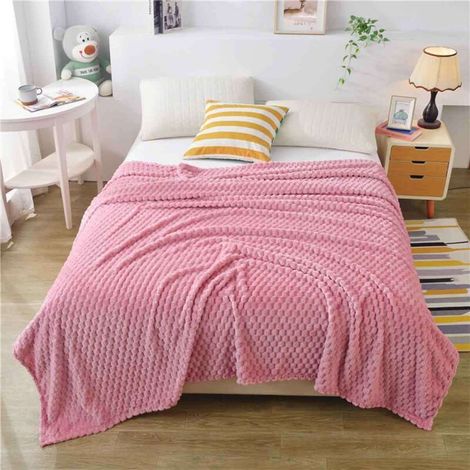 Sofá con manta rosa brillante, cama doble, sofá sillón con manta de lana suave, manta de textura mullida, cómoda, cálida, ligera, manta para todas las estaciones, 60x80 (1/3)