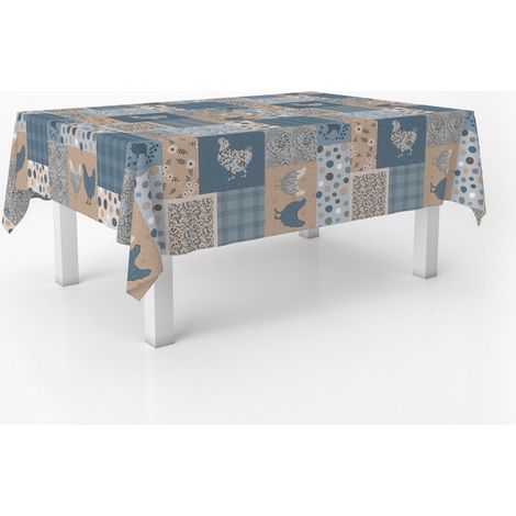 Nappe Toile cirée Lavable rectangulaire 100x140 cm Patch Bleu (1/5)